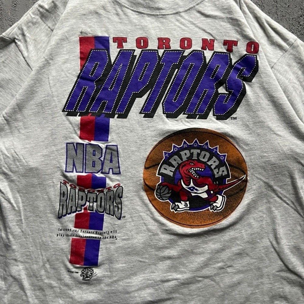 Vintage Toronto Raptors Shirt Men Large Grey 1990s NBA Basketball NBA - Picture 2 of 8